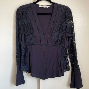 Navy blue bell sleeve top